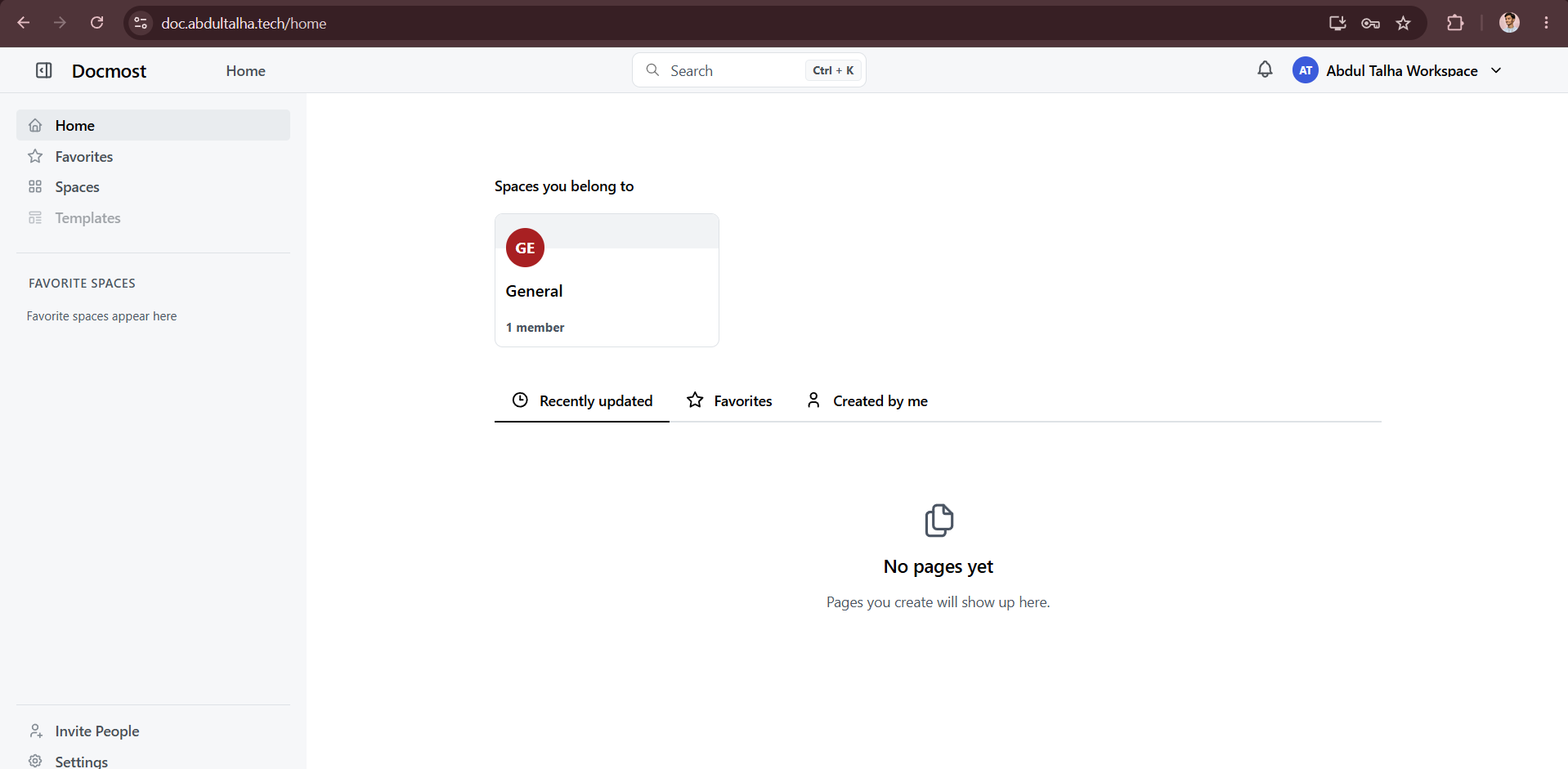 Create your first Docmost workspace